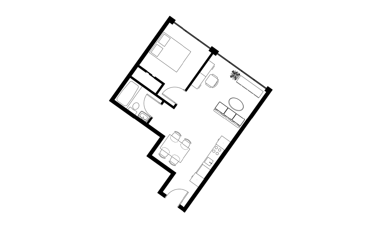 One-bedroom unit
